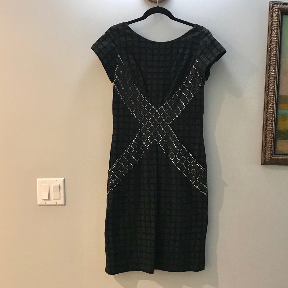 Vintage 1960s black openwork cotton dress size SM